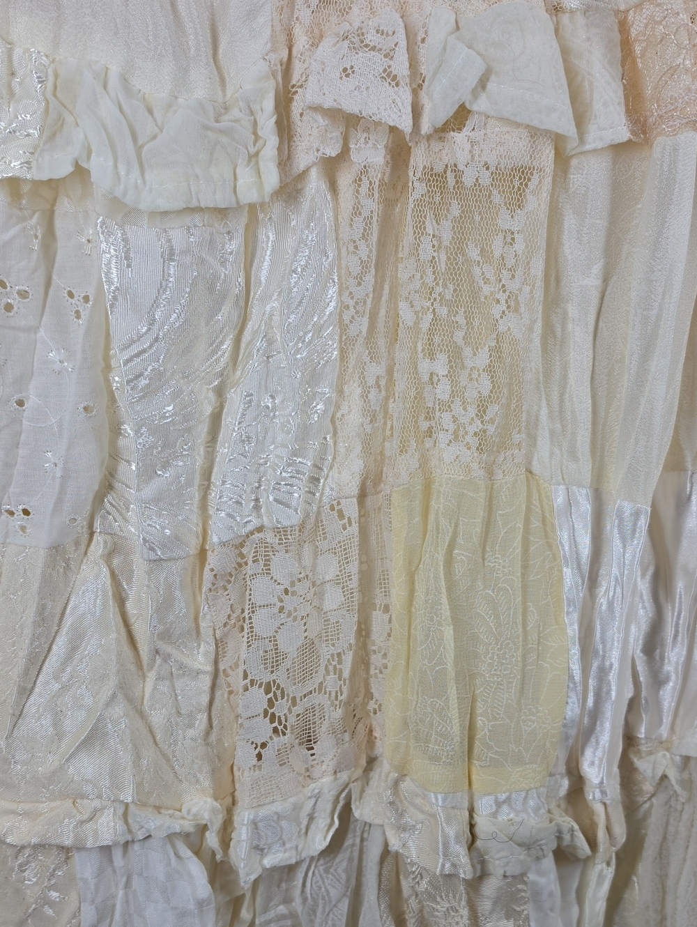 Vintage Alexander Brown Cream Patchwork Lace Tiered Maxi Skirt OS NWT - Picture 7 of 9